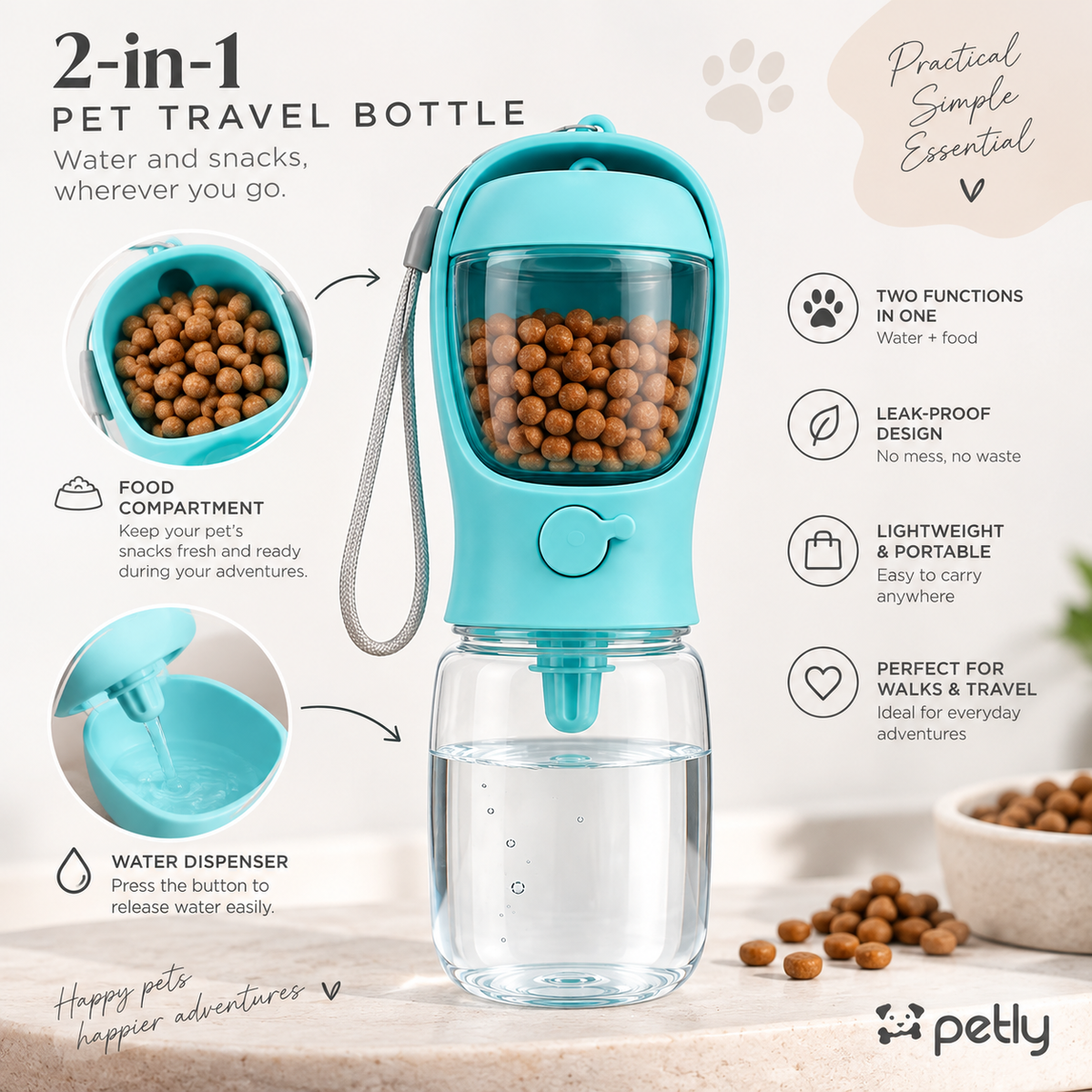 2-in-1 Pet Travel Bottle