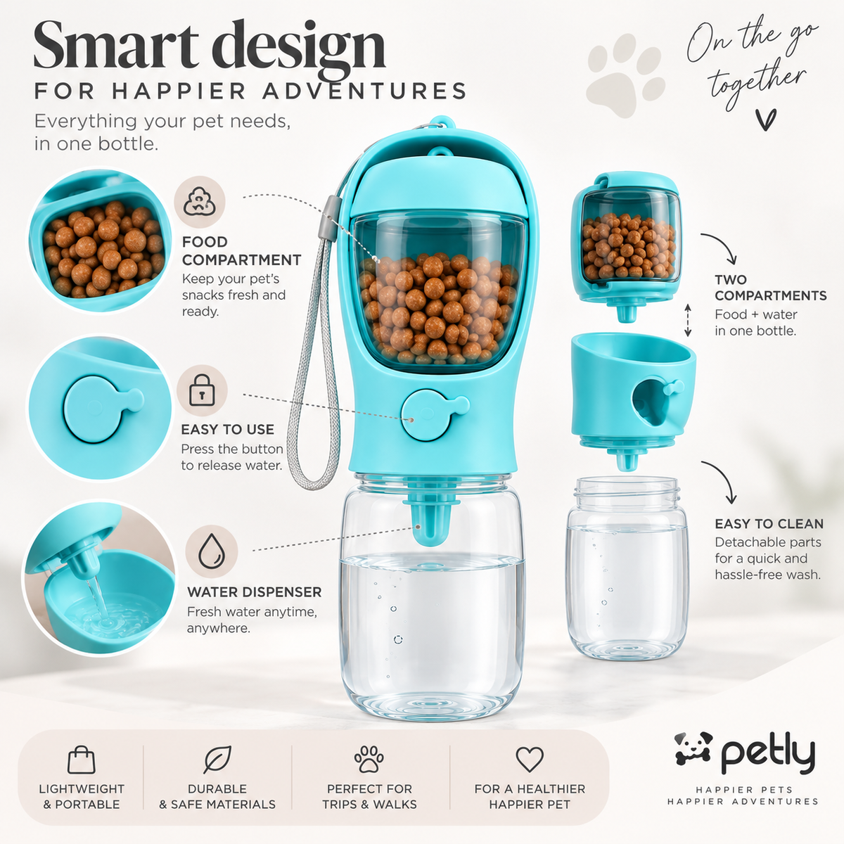 2-in-1 Pet Travel Bottle