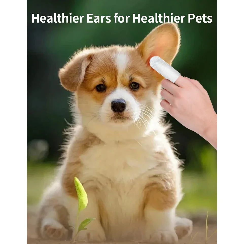 Pet Ear Cleaning Wipes 50-Pack – Fingertip Design for Dogs & Cats | Removes Ear Mites & Wax