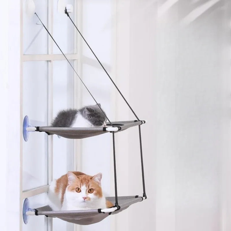 Cat Window Hammock Bed – Suction Cup Wall Perch, Single & Double Layer | Sunny Seat for Cats