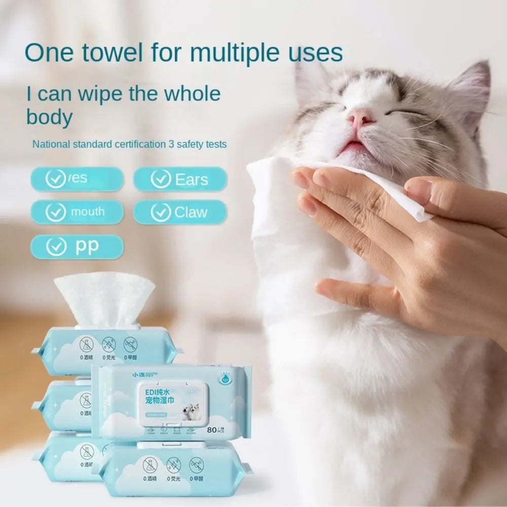 Pet Eye & Ear Cleaning Wipes 80-Pack – No-Rinse Tear Stain Remover for Dogs & Cats