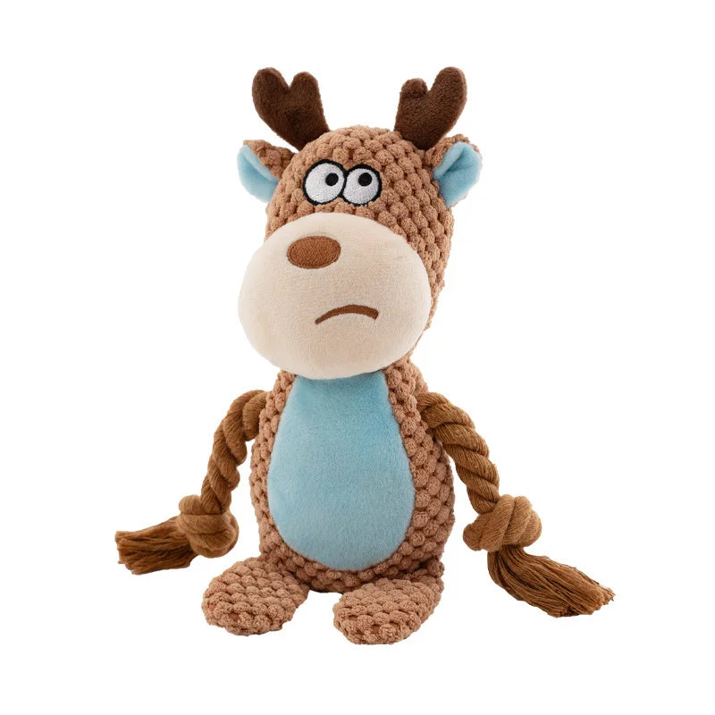 Plush Squeaky Dog Chew Toys – Bite-Resistant Animal Shapes for Puppies & Dogs | Chicken, Fox, Elephant & More