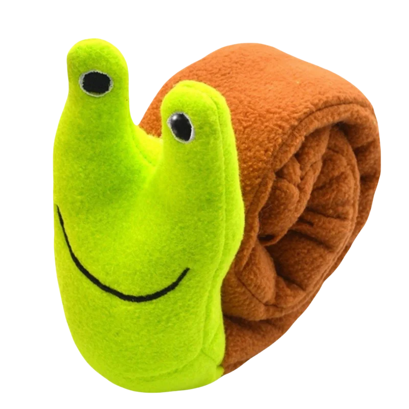 Interactive Dog Puzzle Feeder Toy – Foldable Snail Plush with Squeaker for Mental Stimulation