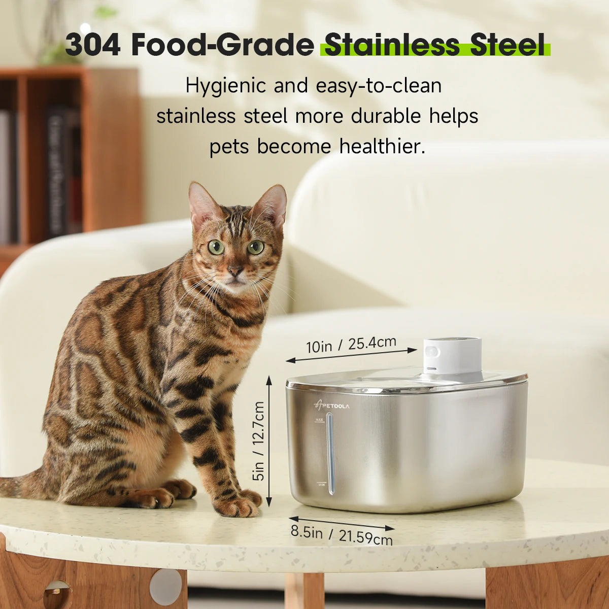 APETDOLA 4L Wireless Stainless Steel Pet Water Fountain – 6-Layer Filtration & Motion Sensor for Cats & Dogs