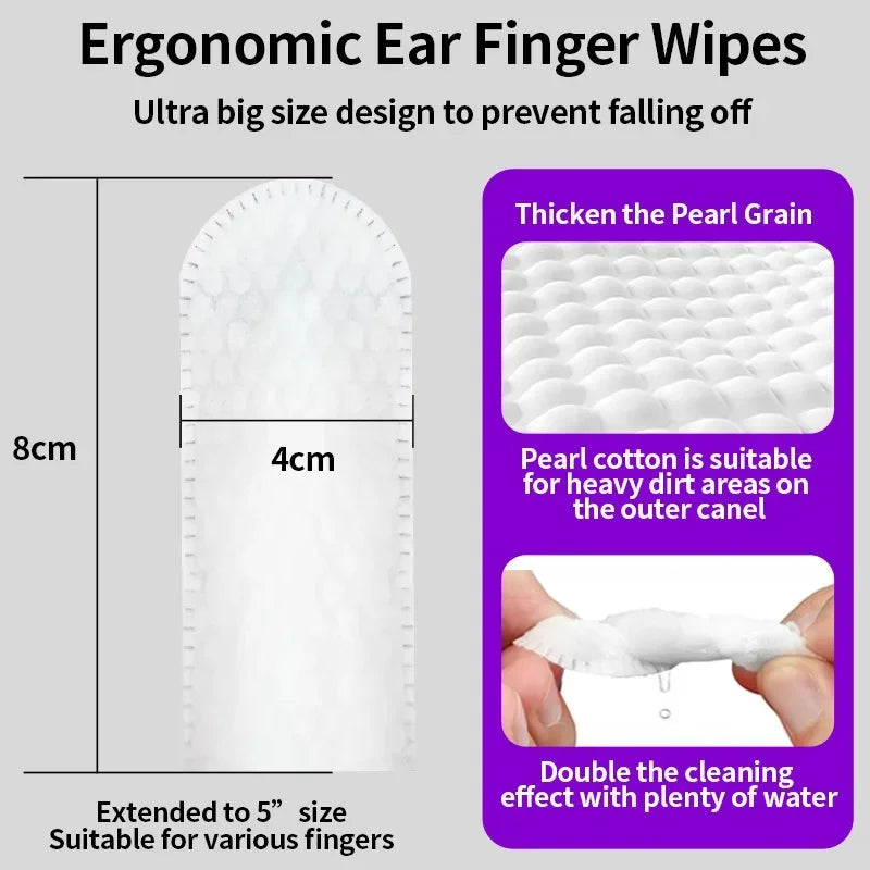 Pet Ear Cleaning Wipes 50-Pack – Fingertip Design for Dogs & Cats | Removes Ear Mites & Wax