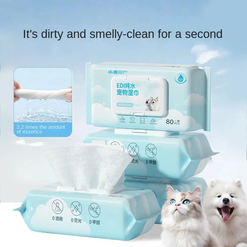 Pet Eye & Ear Cleaning Wipes 80-Pack – No-Rinse Tear Stain Remover for Dogs & Cats