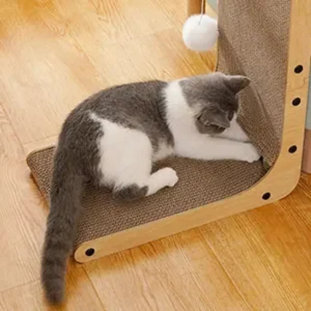L-Shape Cat Scratching Post – Wear-Resistant Cardboard Scratcher, Furniture Protector | Medium & Large