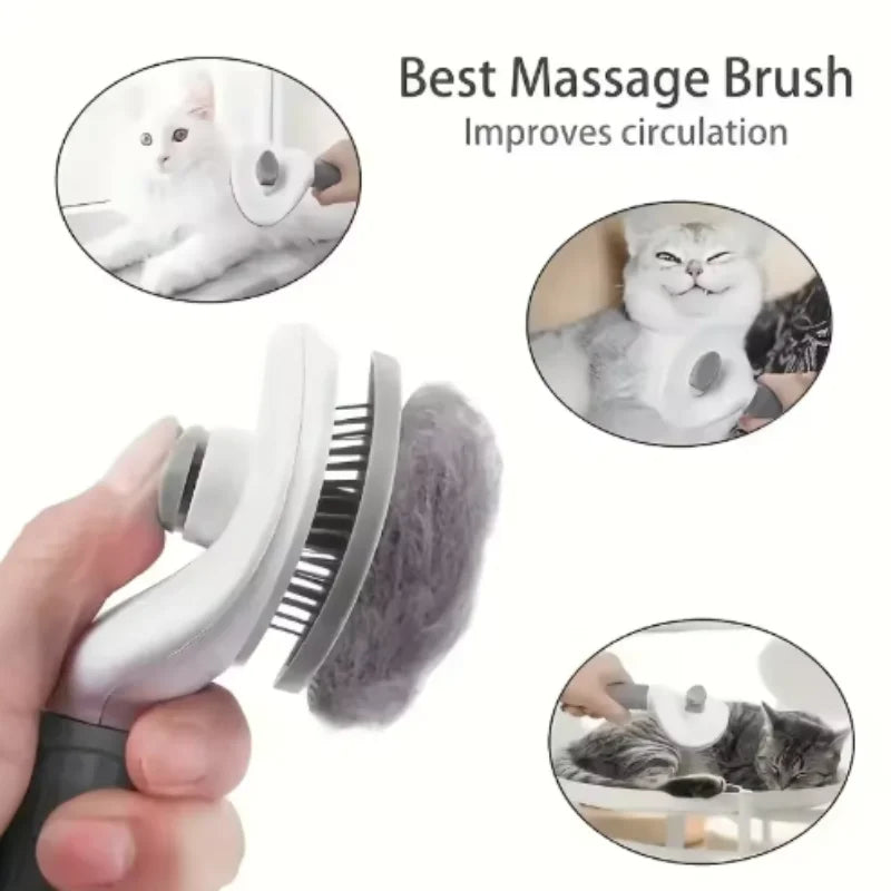 Self-Cleaning Pet Grooming Brush – Slicker Brush for Dogs & Cats, Reduces Shedding | Pink, Blue & Grey
