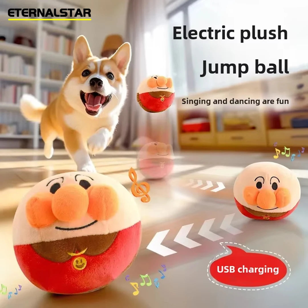 Electric Jumping Ball Dog Toy – USB Rechargeable, Automatic Bouncing Plush Toy for Dogs & Cats
