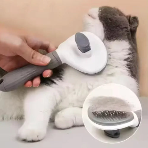 Self-Cleaning Pet Grooming Brush – Slicker Brush for Dogs & Cats, Reduces Shedding | Pink, Blue & Grey
