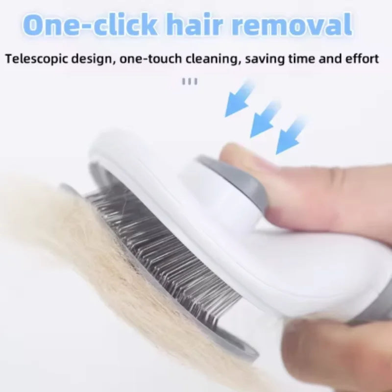 Self-Cleaning Pet Grooming Brush – Slicker Brush for Dogs & Cats, Reduces Shedding | Pink, Blue & Grey