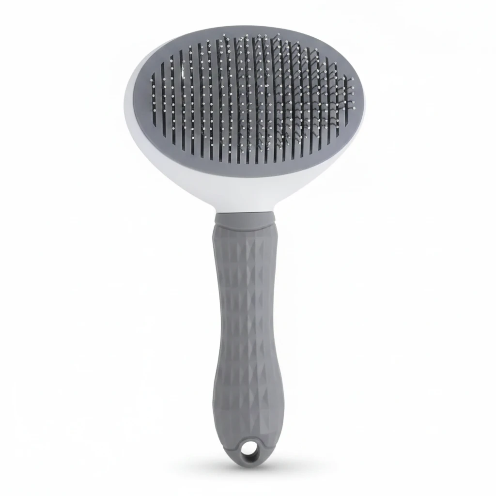 Self-Cleaning Pet Grooming Brush – Slicker Brush for Dogs & Cats, Reduces Shedding | Pink, Blue & Grey