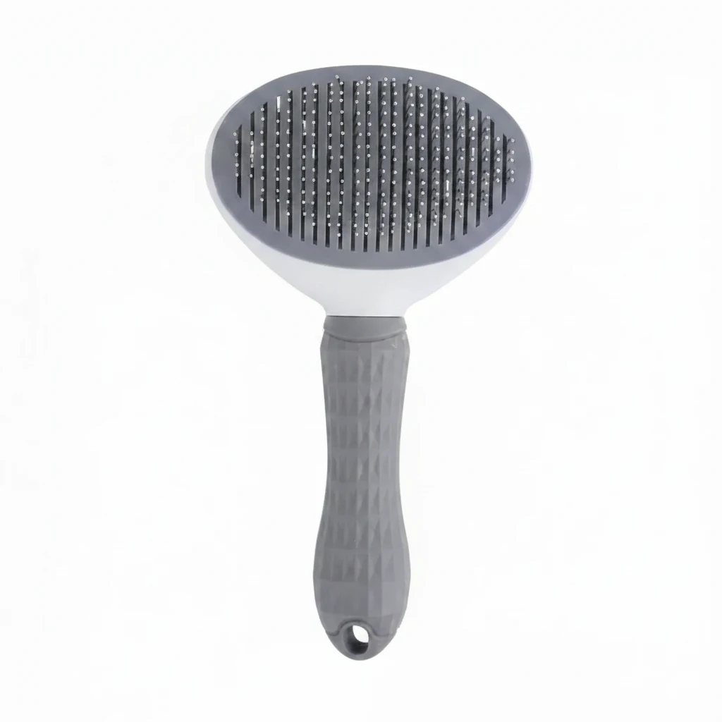 Self-Cleaning Pet Grooming Brush – Slicker Brush for Dogs & Cats, Reduces Shedding | Pink, Blue & Grey
