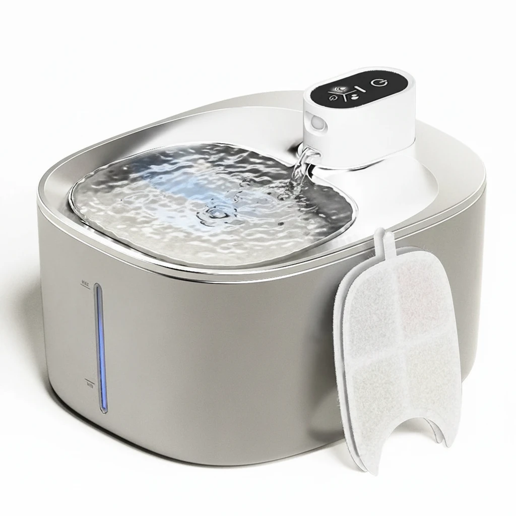 APETDOLA 4L Wireless Stainless Steel Pet Water Fountain – 6-Layer Filtration & Motion Sensor for Cats & Dogs