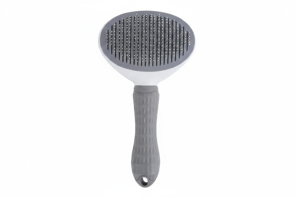 Self-Cleaning Pet Grooming Brush – Slicker Brush for Dogs & Cats, Reduces Shedding | Pink, Blue & Grey