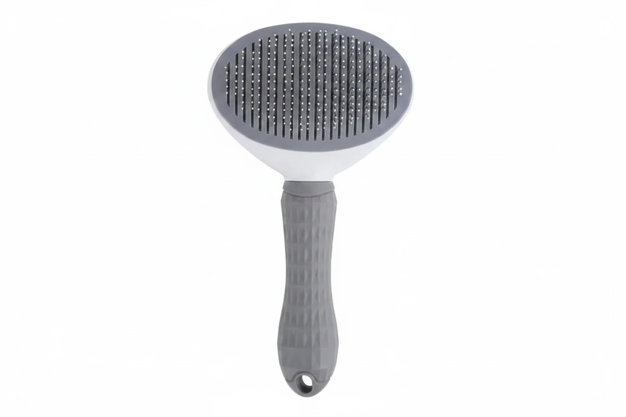 Self-Cleaning Pet Grooming Brush – Slicker Brush for Dogs & Cats, Reduces Shedding | Pink, Blue & Grey