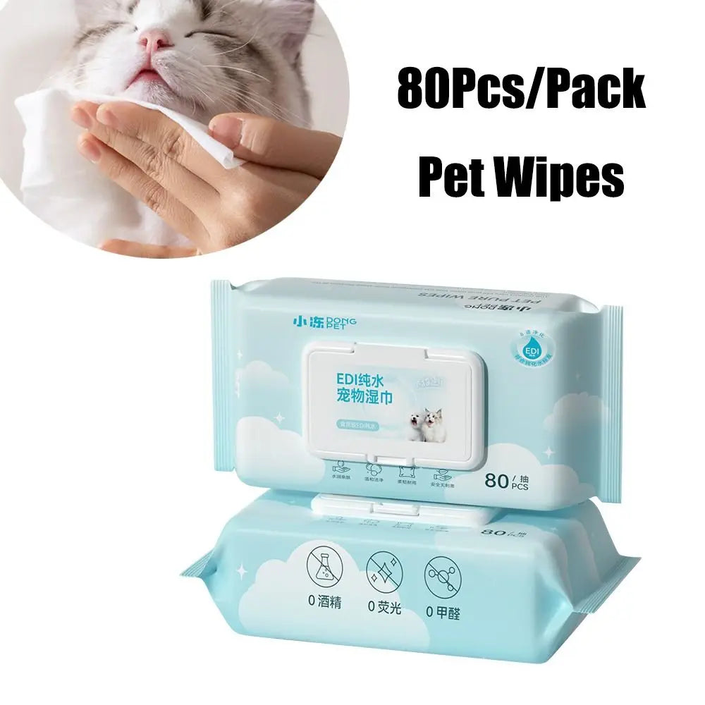 Pet Eye & Ear Cleaning Wipes 80-Pack – No-Rinse Tear Stain Remover for Dogs & Cats