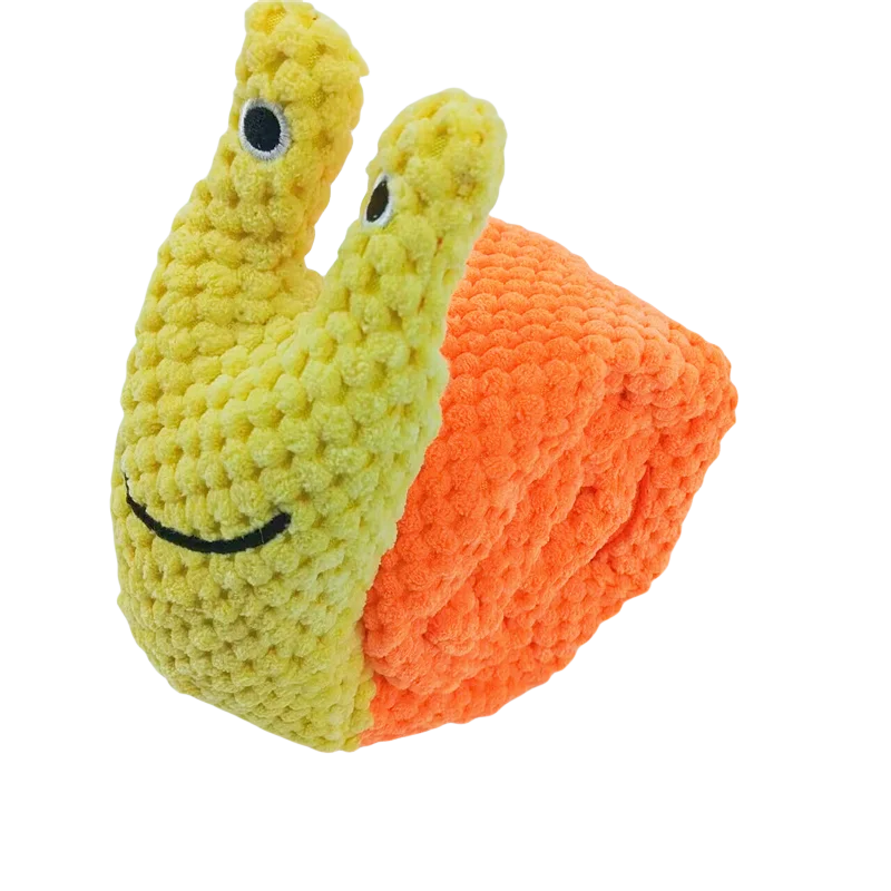Interactive Dog Puzzle Feeder Toy – Foldable Snail Plush with Squeaker for Mental Stimulation