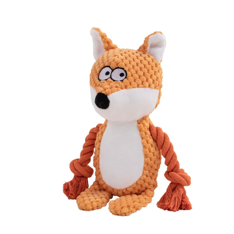 Plush Squeaky Dog Chew Toys – Bite-Resistant Animal Shapes for Puppies & Dogs | Chicken, Fox, Elephant & More