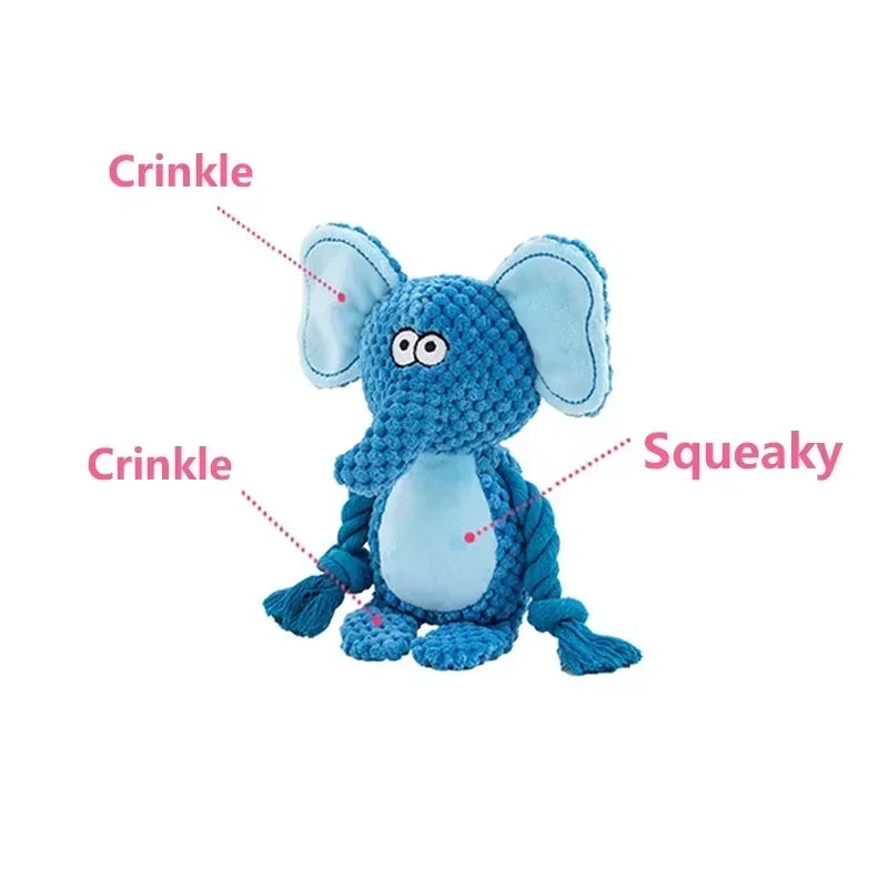 Plush Squeaky Dog Chew Toys – Bite-Resistant Animal Shapes for Puppies & Dogs | Chicken, Fox, Elephant & More