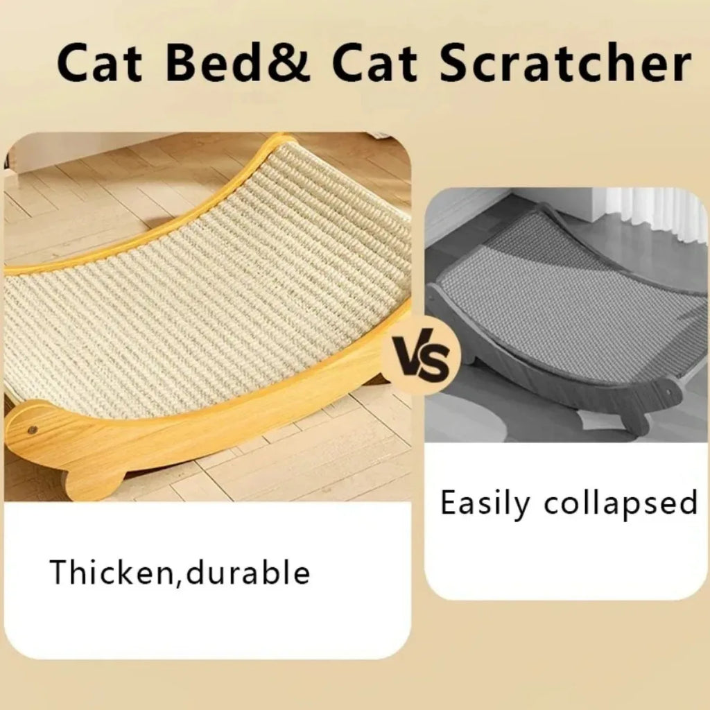 Wooden Cat Scratching Pad & Bed – Detachable Sisal Scratcher for Cats | S & L