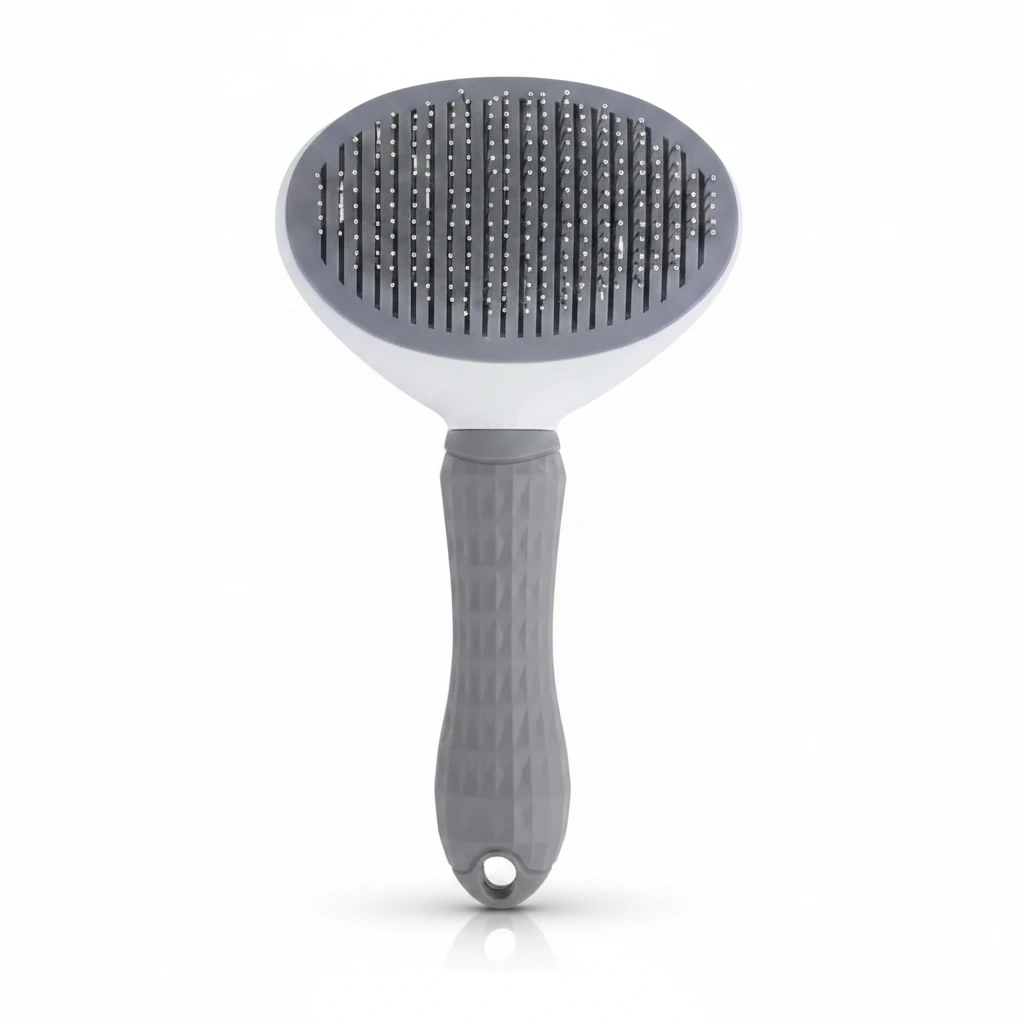 Self-Cleaning Pet Grooming Brush – Slicker Brush for Dogs & Cats, Reduces Shedding | Pink, Blue & Grey