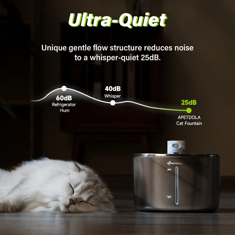 APETDOLA 4L Wireless Stainless Steel Pet Water Fountain – 6-Layer Filtration & Motion Sensor for Cats & Dogs