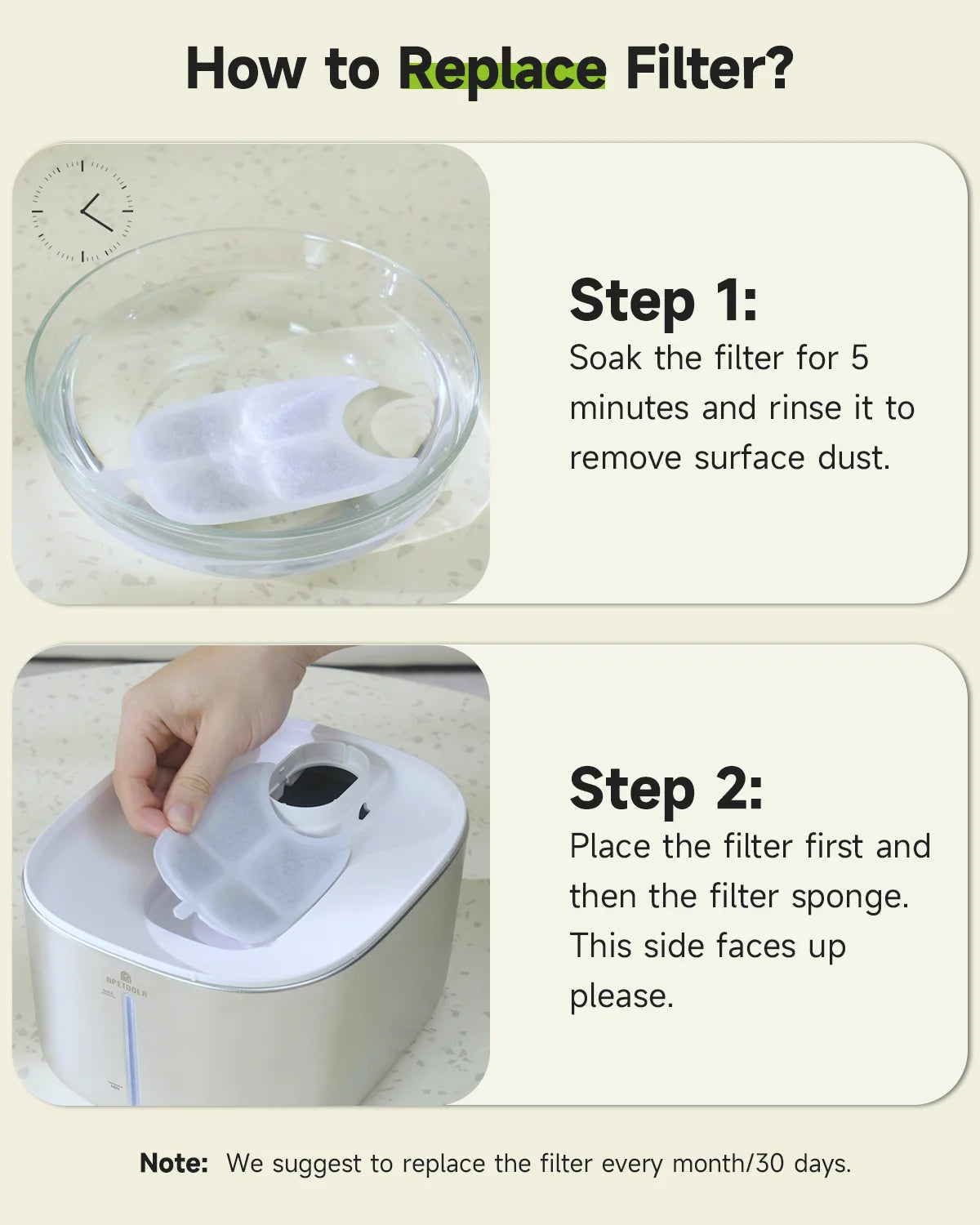 APETDOLA Replacement Filters 8-Pack – 6-Layer Filtration for FS10pro Pet Water Fountain