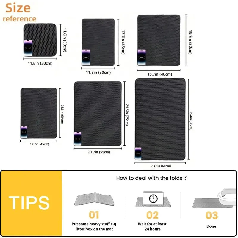 Double-Layer Cat Litter Mat – Anti-Splash, Waterproof & Easy Clean | Multiple Sizes